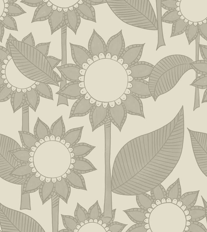 Sunflower pattern in sage green